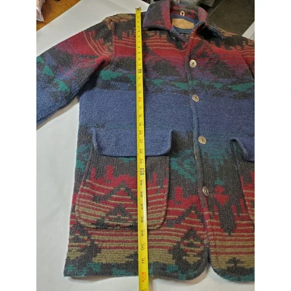 VRTG Woolrich Mens L Southwestern‎ Aztec Print Wool Jacket Made in USA Barn Coat - Picture 7 of 12